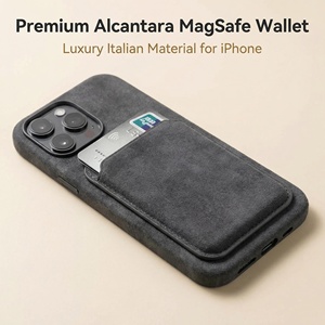 Étui de téléphone portefeuille élégant en Alcantara, doux pour la peau, antidérapant, sûr pour <span class=keywords><strong>Apple</strong></span>, avec porte-cartes <span class=keywords><strong>Mag</strong></span> - Product Image 2