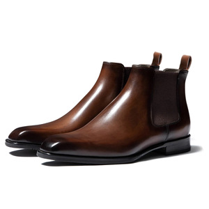 Bottes Chelsea en <span class=keywords><strong>cuir</strong></span> <span class=keywords><strong>vintage</strong></span> britanniques pour <span class=keywords><strong>homme</strong></span> Aofu, faites à la main, hautes, courtes, pour l'hiver, modèle 4039 - Product Image 5