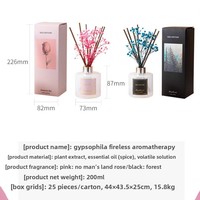 Pengharum Ruangan Tanpa Api dengan Bunga Kering dan Rotan, Aromaterapi Rumah Tangga, 200ml, Tahan 90-120 Hari