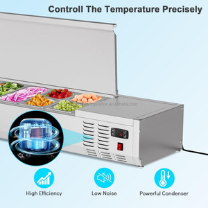 Desktop salad table with glass cover, refrigerated and fresh-keeping cabinet, commercial display <b>freezer</b> - Product Image 4