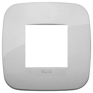 Vimar Placca Round 2M Silver Wall <b>Switch</b> Cover 9.5 Cm Square Frame - Product Image 1