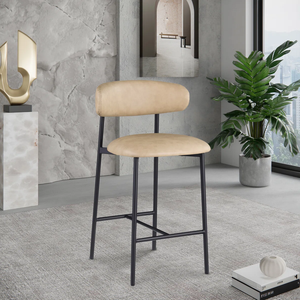 Tabouret <span class=keywords><strong>de</strong></span> bar en cuir <span class=keywords><strong>de</strong></span> hauteur <span class=keywords><strong>de</strong></span> comptoir d'élégance contemporaine avec cadre en métal à base rectangulaire pour îlots <span class=keywords><strong>de</strong></span> cuisine bar à la maison - Product Image 6