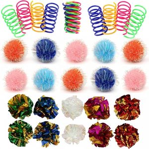 ของเล่นแมว LASOCUHOO ชุด 30 ชิ้น ลูกบอลเสียงกรอบแกรบแบบมีประกาย ลูกบอลสปริงเกลียว แก้เบื่อสำหรับลูกแมว - Product Image 1