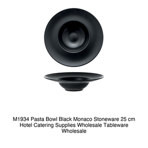 Monaco Black Pasta Bowl 25 cm Inside 12 cm Stoneware M1934 - Product Image 2