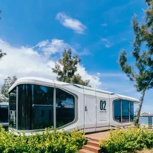 맞춤형 캠핑 하우스 럭셔리 조립식 거실 모듈 형 빌라 모바일 캡슐 홈 휴가