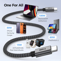 Cable USB C UNIEAN de 100W, PD3.0, Carga Rápida de 5A, Tipo C a Tipo C, con E-Marker, Trenzado de Silicona, para Laptop, Tablet y Teléfono