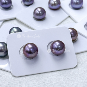 Muses Jewels - Meilleures ventes - Perles d'eau douce naturelles violettes de 11 mm à 12 mm - Paire assortie - Perles nues sans trou - Perlas Naturales - Product Image 3