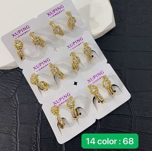 XUPING Jewelry Wholesale Copper Alloy 14K Gold Color Plated Synthetic Cubic Zirconia Stone Fashion <strong>Small</strong> Huggie <strong>Women</strong> <strong>Earrings</strong> - Product Image 6