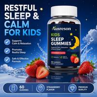 Bonbons Gommeux Halal pour Enfants Ausreson OEM à la Mélatonine, Complément de Sommeil, Vitamines B6 D3, Sans Sucre, Naturels, Végétaliens, Gommes Sommeil pour Enfants