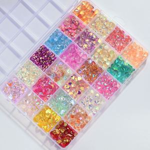 24 Rejillas de Adornos de Uñas con Forma de Corazón Brillante en Colores Rosa/Naranja/Morado/Aurora Camaleón, Decoraciones de Pedrería para Uñas - Product Image 4