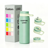 Bouteille d'eau isotherme en acier inoxydable 304 de 24/32 oz avec logo couleur personnalisé, couvercle et poignée, pour voyage