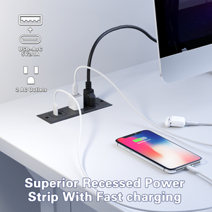 Tùy chỉnh chúng tôi tiêu chuẩn Bàn đồ nội thất ổ cắm bảng ổ cắm máy tính để bàn gắn lõm Dải điện với 2 AC cửa hàng kép USB 5v2.1a - Product Image 3