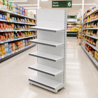 Étagère de supermarché grise personnalisée à montage sans boulons pour magasin de détail, gondole de présentation