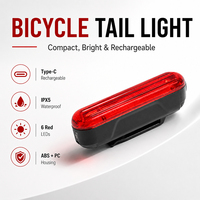 Feu arrière de vélo Jinta Bike super lumineux à LED avec capteur de freinage, indicateur de puissance, 500 mAh, étanche IPX5, 6 modes, pour l'extérieur