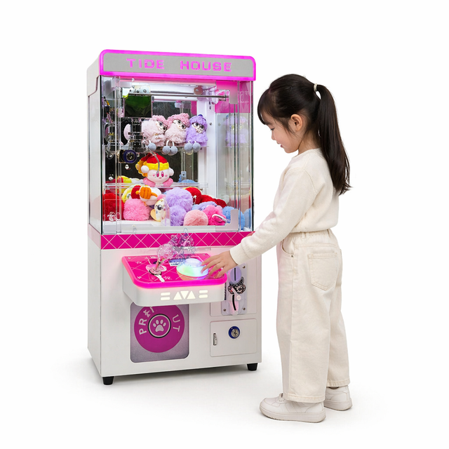 Commercial Tide House NAUGHTY DOG Metal Claw Machine Kids Coin Operated Plush Toy Arcade Game Colorful Gradient Lighting for