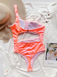 Bañador naranja de un hombro recortado vendaje para mujer 2025 traje de baño de dos piezas de corte alto para mujer Trikini - Product Image 6