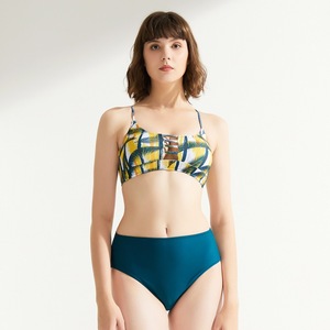 Maillot de bain de fitness écologique grande taille pour femmes européennes et américaines, motif solide imprimé, découpe dans le dos, natation sexy - Product Image 2