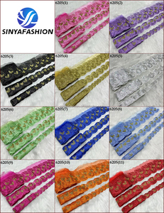 Passamaneria in pizzo ricamato arancione Sinya, tessuto in <span class=keywords><strong>organza</strong></span> con pietre africane nigeriane di alta qualità, 15 iarde/set - Product Image 6