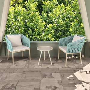 เก้าอี้พักผ่อนระเบียงคาเฟ่สวนสไตล์โมเดิร์น เฟอร์นิเจอร์ร้านอาหารกลางแจ้ง เก้าอี้รับประทานอาหารเชือกถัก - Product Image 4