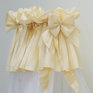 Mosquitera Triangular para bebé con lazo circular superior amarillo cremoso para cuna con soportes de Metal - Product Image 5