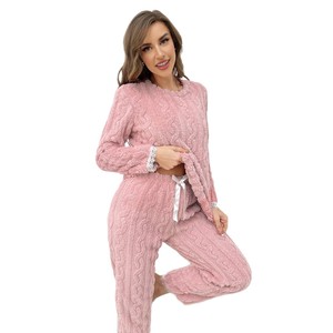 <span class=keywords><strong>Pigiama</strong></span> da <span class=keywords><strong>Donna</strong></span> Personalizzato SMOOTH, Caldo e Spesso per Autunno e Inverno, Popolare Set da Casa in Flanella a Maglia Intrecciata - Product Image 5