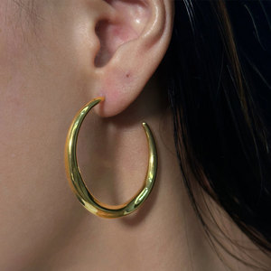 Wholesale Bulk 316L Stainless Steel 14k 18k Gold Plated <b>Fine</b> Jewelry Fashion Hoop Exaggerated Light Big Large <b>Earrings</b> for Women - Product Image 2