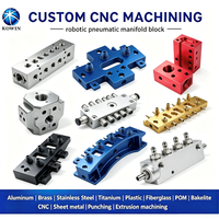 Bloc de collecteur pneumatique robotique en aluminium 6063 anodisé dur, usiné CNC de précision, pour circuit d'air d'équipement d'automatisation (OEM)