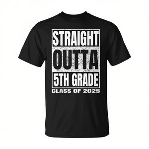 Camiseta Straight Outta 5th Grade Class Of 2025, regalo de graduación para niños - Product Image 2