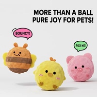 Jouet pour chien en peluche avec balle couineuse intégrée en TPR à picots, jouet interactif rebondissant pour apporter et mâcher, pour chiens de petite et moyenne taille