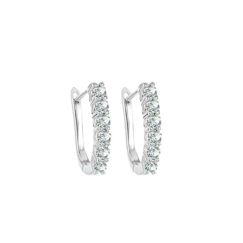 New S925 Sterling Silver Personalized and Versatile Earrings Single Row Mosang Diamond Earrings Ear Buckles for Women