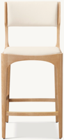 Tabouret de bar en chêne massif avec cadre en bois sculpté, coussin rembourré en tissu bouclé, tabouret de bar moderne pour la maison ou le pub