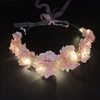 Accessoires de mariage mariée LED lueur belle rotin lumineux Rose fleurs rose blanc jaune Led fleur couronne bandeau
