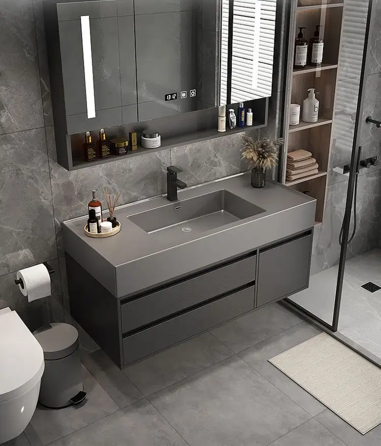 Armadietti rettangolari lavaggio a mano rubinetto porcellana Designer lavabo bagno vanità con lavello con armadio