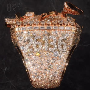 Anillo de Diamantes Cultivados en Laboratorio Personalizado, Anillo de Hombre con Incrustaciones de Diamantes, Certificado IGI, Diamante VVS Hecho en Laboratorio, Plata 925, Estilo Hip Hop, Anillo con Letras, Joyería - Product Image 2