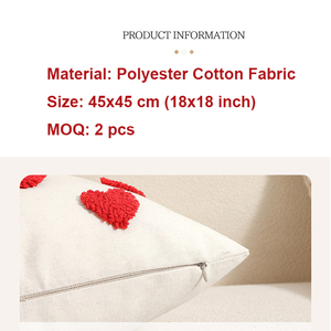 Taie d'oreiller décorative touffetée <span class=keywords><strong>coeur</strong></span> d'amour <span class=keywords><strong>rouge</strong></span> Saint Valentin pour anniversaire mariage - Product Image 5