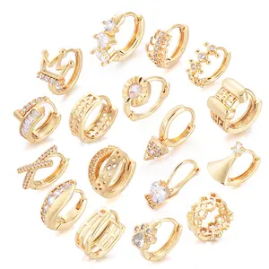 Brinco de aro geométrico banhado a ouro 18k, anéis da moda com zircônia, joia para mulheres, 2022
