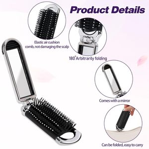 Fashion Cute Design Folding Hair <b>Brush</b> With Mirror Portable Travel Pocket Hair Comb with Mirror - Product Image 3