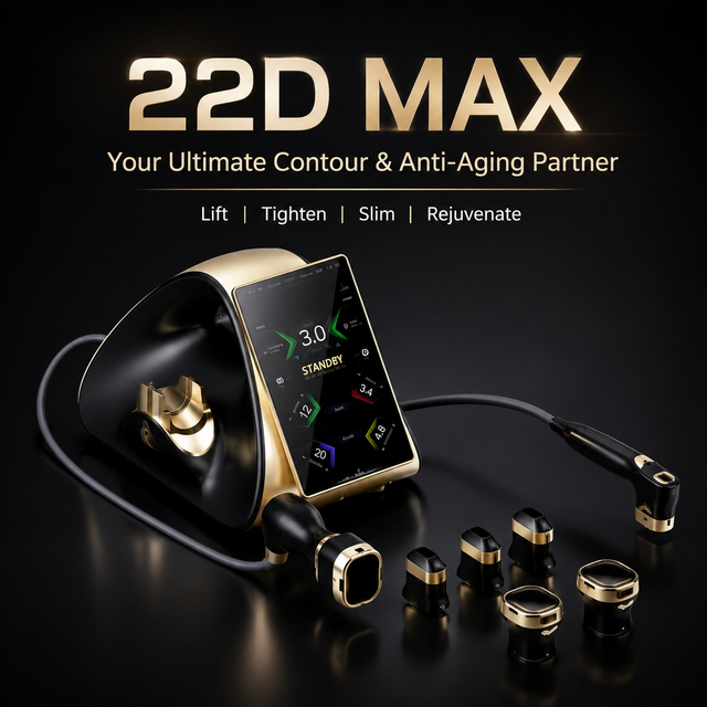 22D MAX HIFU Machine with Double Handles for Face Lifting Body Slimming Skin Tightening Anti-Aging Contouring Beauty Salon