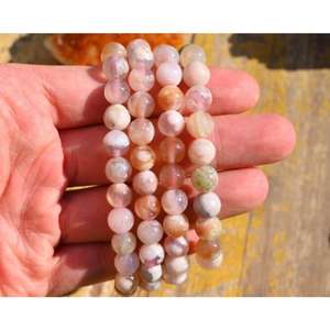 Pulsera de Piedra de Cuarzo de Ágata Flor de Cerezo Natural, la Más Vendida, para Sanación, Reiki y Chakras - Product Image 3