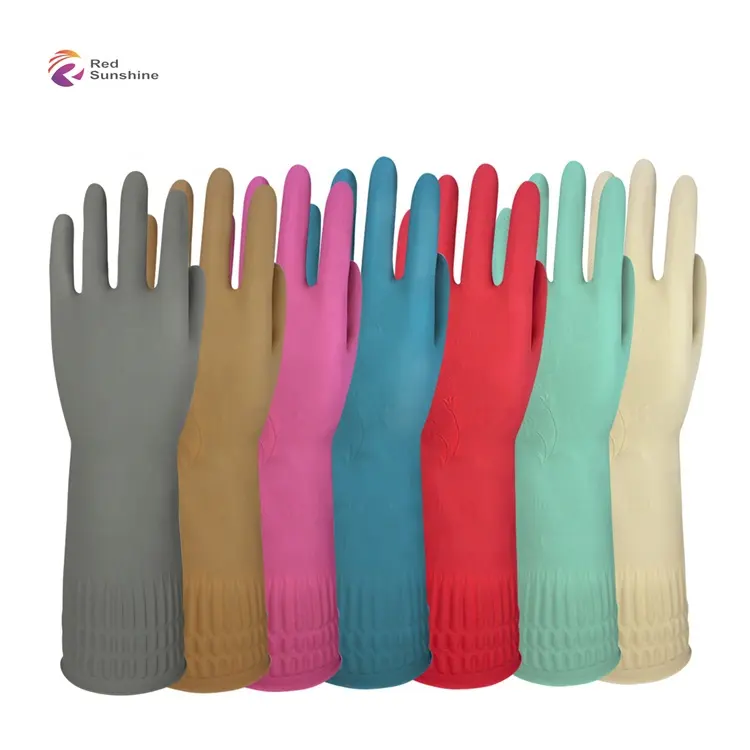 Duurzaam Lange Manchet Huishouden Latex Handschoenen Voor Keuken Afwassen Schoonmaken Rubberen Handschoenen