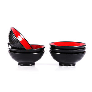 Set di 48 grandi ciotole di cereali con zuppa di melamina e cucchiai di 7.7 Dia rosso e nero "X H 2.8" pollici 35 once - Product Image 3