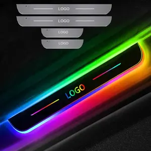 Factory Custom Logo 4pcs Wireless Car LED Welcome Pedal Light LED Welcome Door Sill Plate Scuff LED Light Pedal Lamp