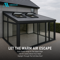 Véranda à toit incliné en alliage d'aluminium avec cadre encastré, évacuation de l'air, éclairage naturel, verre trempé feuilleté pour villa, patio, cour et jardin