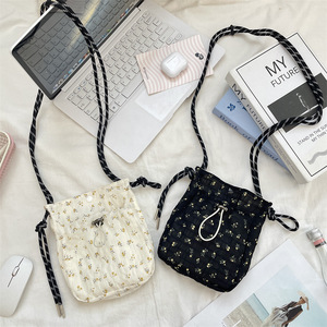 Bolsa de Telefone Estilo Coreano com Renda <span class=keywords><strong>Floral</strong></span>, Mini Bolsa de Cordão Fofa, Bolsa de Lona Versátil para Estudantes - Product Image 3