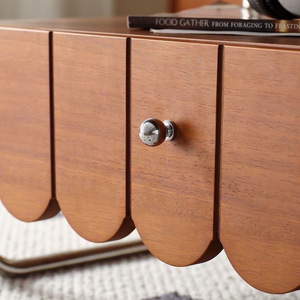 โต๊ะกาแฟไม้เนื้อแข็งทรงวงรีพร้อมลิ้นชักขาเหล็กสแตนเลสเฟอร์นิเจอร์ห้องนั่งเล่นสไตล์นอร์ดิกโต๊ะน้ำชาสไตล์มินิมอล - Product Image 4