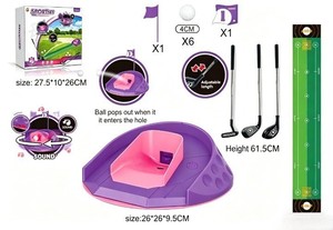 Ensemble de jeu de golf musical rotatif automatique pour enfants, intérieur/extérieur, tapis de putting portable, clubs réglables, 6 balles, unisexe, en plastique - Product Image 2