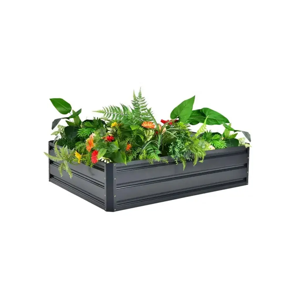 120x90x30cm Grau Gemüse Kräuter Blume Quadrat Verzinkte Metall Pflanzer Box Outdoor Erhöhtes Garten bett