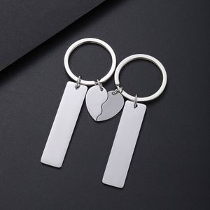 Porte-clés personnalisé en acier inoxydable vintage avec logo, style couple, demi-cœur gravé au laser et bande longue, idéal pour anniversaire - Product Image 2