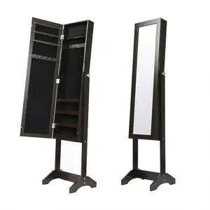 Hot sell wooden stand mirrored jewelry cabinet armoire bijoux for living room furniture