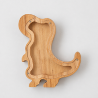 Hucha de madera con forma de animal personalizada con logo, caja de monedas de acrílico transparente con letras